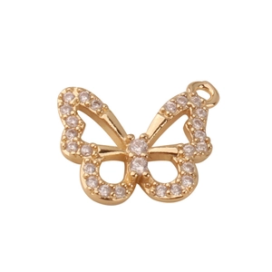 Exquisite gold-plated butterfly pendant with sparkling zircon inlay for jewelry making