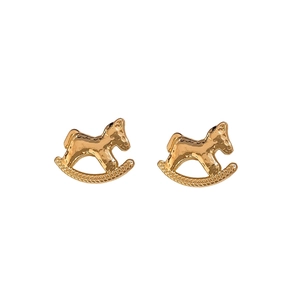 Elegant gold pony stud earrings with sparkling zircon and minimalist design for women