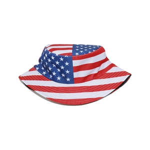Classic American flag bucket hat with stars and stripes pattern for summer sun protection