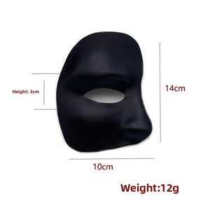 Detailed black Phantom style half-face mask for men with 14cm height and 12g weight