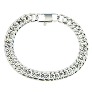 Bracelet gourmette élégant en acier inoxydable argenté pour hommes et femmes avec fermoir