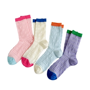Lot de chaussettes en maille respirante avec motifs losanges ajourés en pastel