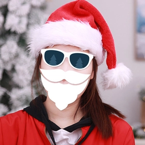 Plush Christmas hat with festive tree glasses and white beard props for holiday parties