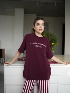 T-Shirt En Coton Oversize Col Rond Manches Courtes Imprimé Lettres Haut Décontracté Streetwear Pour Femmes