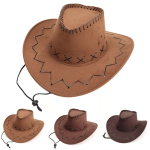 Cappello Da Cowboy Occidentale Ecopelle Tesa Larga Sottogola Regolabile Protezione Solare Outdoor Stile Retro Per Uomo Donna