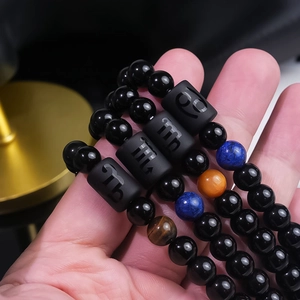 Handcrafted 12 constellations obsidian and tiger eye beaded stretch bracelet for unisex