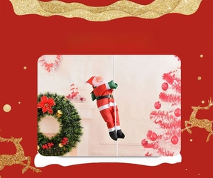 Detail of 30cm Santa Claus climbing white rope for indoor Christmas tree decoration