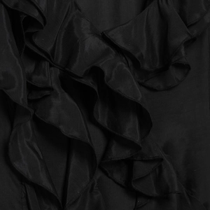Romantic black sleeveless V-neck maxi dress with tiered ruffles and flowing jellyfish hem