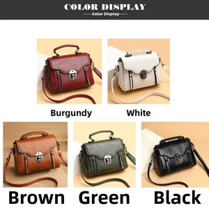 Color options of the retro PU leather crossbody bag with metal lock and top handle