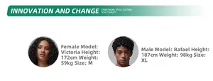 Size chart detail showing male and female model dimensions for oversized printed T-shirt