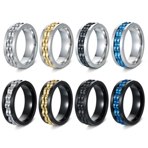 Spinner Ring Titanium Steel Gear Chain Anxiety Relief Fashion Punk Jewelry For Men Women