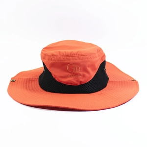 Chapeau de soleil orange à séchage rapide avec maille noire et large bord pour l'extérieur