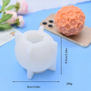 DIY silicone mold for 3D flower ball candle and plaster crafts with size parameters