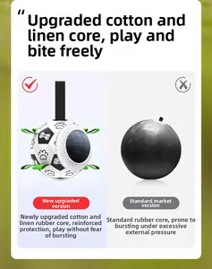 Cross-section showing cotton linen reinforced rubber liner of durable pet soccer toy