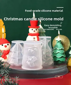 Stampo dettagliato in silicone alimentare per candele ad albero di Natale e pupazzo di neve