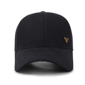 Men's black casual baseball cap with golden Spirit logo and breathable fabric texture
