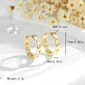 Classic 14K gold plated geometric round hoop earrings with AAA+ zircon micro inlay