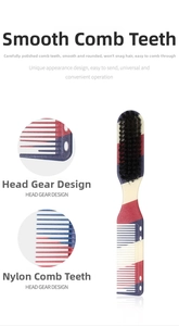 Brosse de barbier double face avec poils de cheval et détails de peigne fin