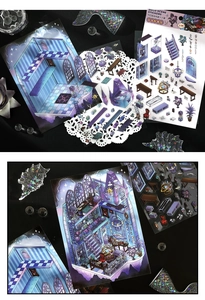 Close-up of 2.5D Deep Sea collection sticker set with furniture and plant details