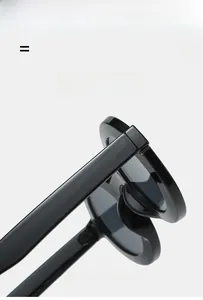 Detail of round sunglasses frame showing lightweight texture and super elastic material