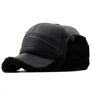 Chapeau d'hiver thermique en cuir pour homme avec doublure chaude en fausse fourrure