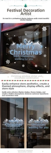 Stickers de fenêtre Joyeux Noël bleus avec flocons de neige pour vitrines de magasin