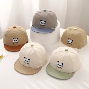 Toddler panda embroidery sun hat set in various color combinations with soft brim