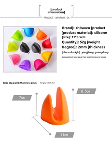 Silicone heat resistant shark grippers in various colors with size and weight detail