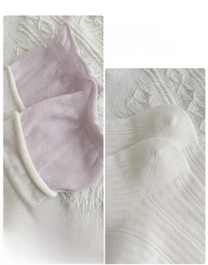Detail of 3D ergonomic heel and high elastic cuff on these cotton crew socks