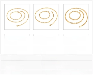 Detailed size specifications for 304 stainless steel chain necklace and bracelet sets