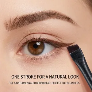 Ultra-thin angled eyeliner brush with fine synthetic bristles for precise makeup application
