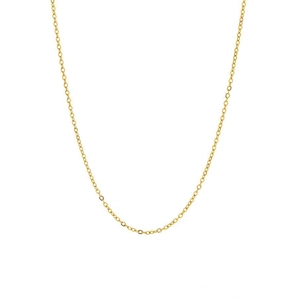 Detailed view of a delicate 18k gold plated stainless steel thin chain necklace