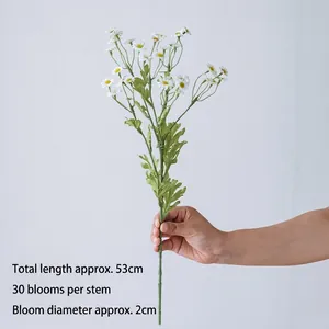 Artificial white daisy bouquet with 30 heads and 53cm long stem for table home decoration