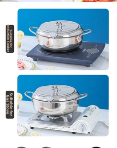 Friteuse à tempura japonaise en acier inox sur plaques à induction et cuisinières à gaz