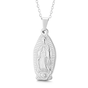Collana con ciondolo Vergine Maria Guadalupe in acciaio inossidabile placcato oro 18K