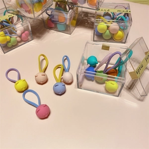 Elastic colorful hair ties for girls with cute resin animal charms in a clear gift box