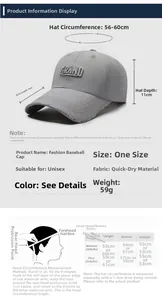 Detailed size chart for breathable quick-dry sun hat with 9cm brim and 56-60cm circumference
