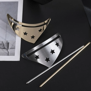 Minimalist geometric crescent moon hair clips and pins set in gold and silver finish