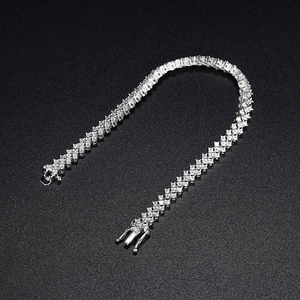 Elegant 925 sterling silver tennis bracelet with sparkling moissanite stones on black background