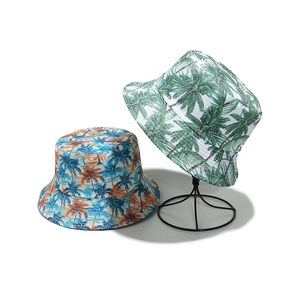 Tropical Coconut Tree Printed Bucket Hat Polyester Sun Protection Summer Beach Outdoor Travel Casual Style For Adults