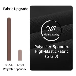 Black high-elastic GT2.0 yoga shorts fabric detail with 82.5% polyester and 17.5% spandex