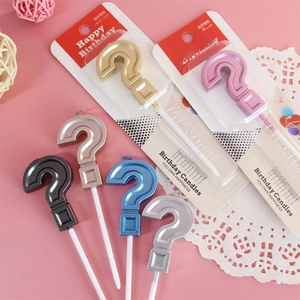 Metallic Question Mark Birthday Candle Gold Silver Pink Cake Topper Decoration For Birthday Party Adults Kids Baking Supplies