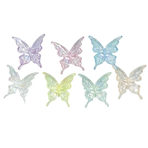 Translucent baroque butterfly acrylic charms in seven pastel colors on white background