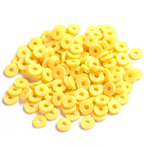 Perles disques en pâte polymère jaune 6mm pour la création de bijoux et bracelets DIY