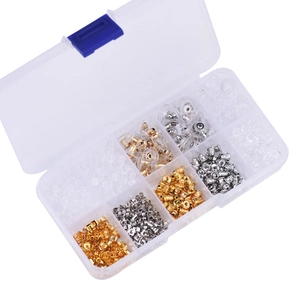 Clear silicone and metal earring back set with storage box for jewelry making