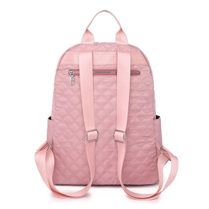 Mochila acolchada rosa ligera con bolsillo antirrobo trasero y correas ajustables