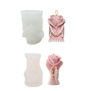 Rose silicone candle molds for DIY wedding gifts and romantic home decor ornaments