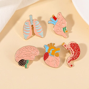 Creative Human Anatomy Organ Enamel Brooch Pin Heart Brain Lung Stomach Liver Alloy Badge Medical Students Jewelry Gift