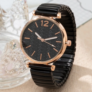 Orologio da donna oro rosa con quadrante nero testurizzato e cinturino elastico