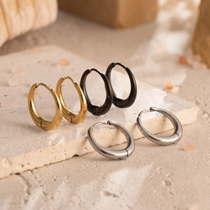 Minimalist Hoop Earrings 18K Gold Plated Stainless Steel Geometric Round Circle Chic Jewelry For Women Fashion Accessory